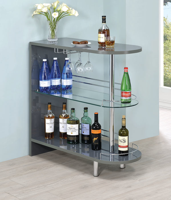 Adolfo 3-tier Bar Table Glossy Grey and Clear - Visions in Furniture (La Mirada, CA)