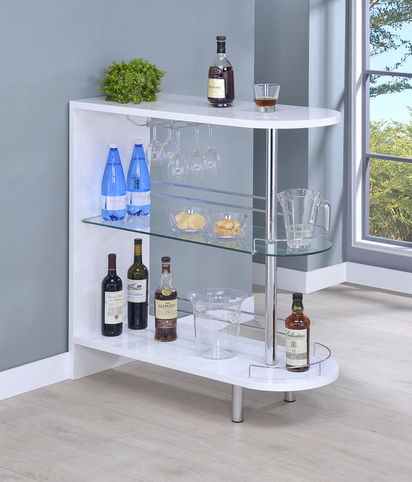 Adolfo 3-tier Bar Table Glossy White and Clear - Visions in Furniture (La Mirada, CA)