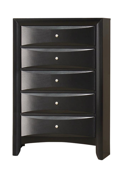 Briana Rectangular 5-drawer Chest Black - Visions in Furniture (La Mirada, CA)