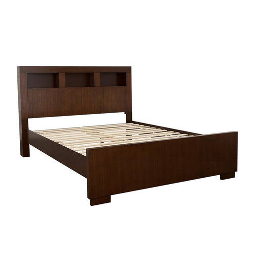 Jessica California King, E.king, & Queen Bed with Storage Headboard Cappuccino - Visions in Furniture (La Mirada, CA)