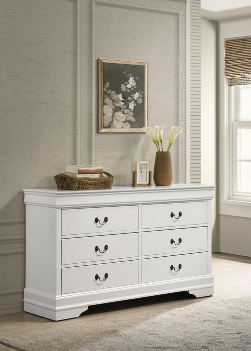 Louis Philippe 6-drawer Dresser White - Visions in Furniture (La Mirada, CA)