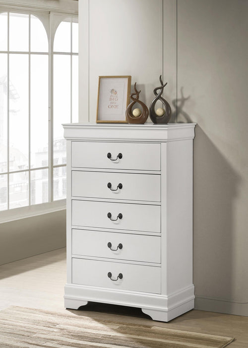 Louis Philippe 5-drawer Bedroom Chest White - Visions in Furniture (La Mirada, CA)