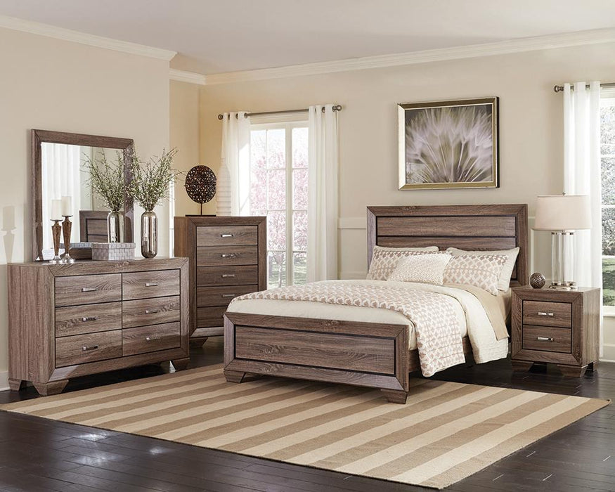 Kauffman Bedroom Set with High Straight Headboard - Visions in Furniture (La Mirada, CA)