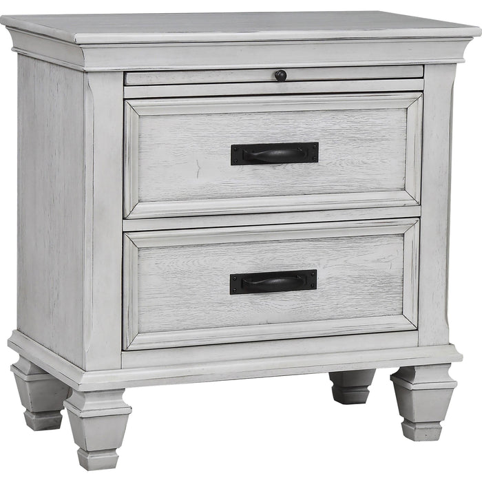 Franco 2-drawer Nightstand Antique White - Visions in Furniture (La Mirada, CA)