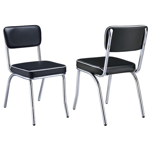 Retro Open Back Side Chairs Black and Chrome (Set of 2) - Visions in Furniture (La Mirada, CA)