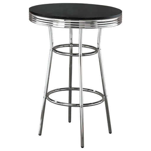 Theodore Round Bar Table Black and Chrome - Visions in Furniture (La Mirada, CA)
