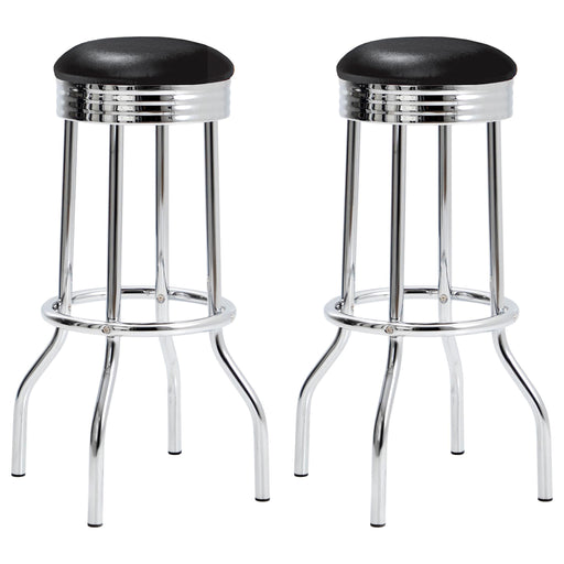 Theodore Upholstered Top Bar Stools Black and Chrome (Set of 2) - Visions in Furniture (La Mirada, CA)