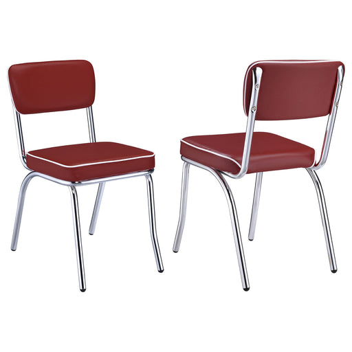 Retro Open Back Side Chairs Red and Chrome (Set of 2) - Visions in Furniture (La Mirada, CA)