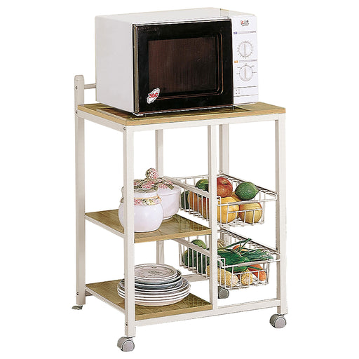 Kelvin 2-shelf Kitchen Cart Natural Brown and White - Visions in Furniture (La Mirada, CA)