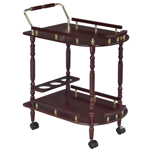 Palmer 2-tier Serving Cart Merlot and Brass - Visions in Furniture (La Mirada, CA)