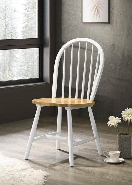 Cinder Windsor Side Chairs Natural Brown and White (Set of 4) - Visions in Furniture (La Mirada, CA)