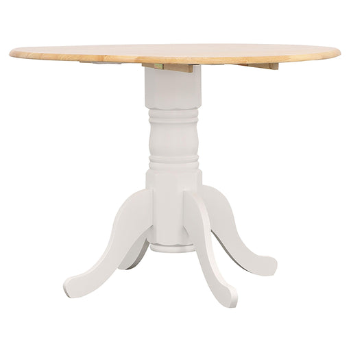 Allison Drop Leaf Round Dining Table Natural Brown and White - Visions in Furniture (La Mirada, CA)