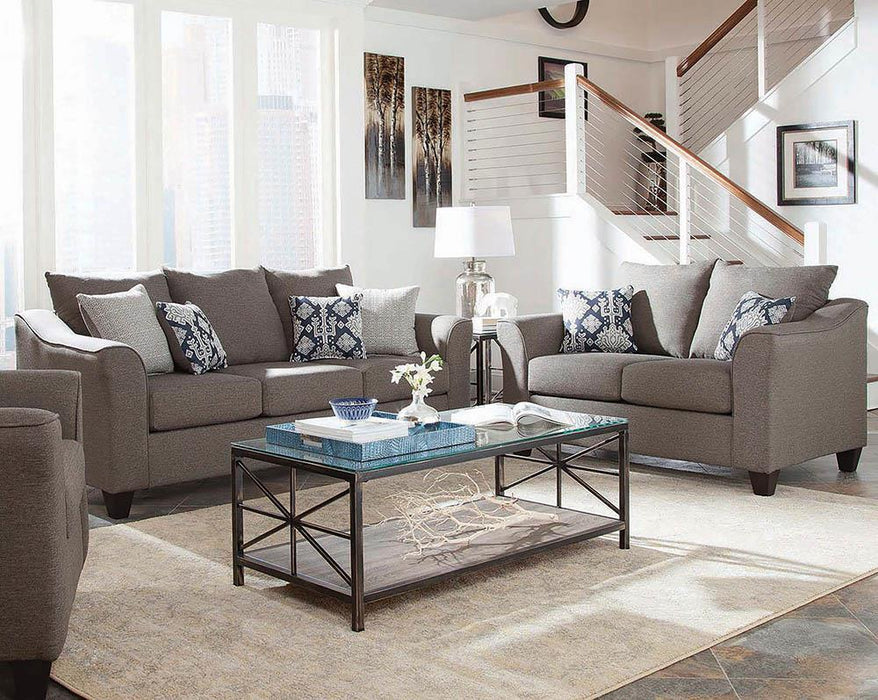Salizar Upholstered Flared Arm Living Room Set Grey - Visions in Furniture (La Mirada, CA)