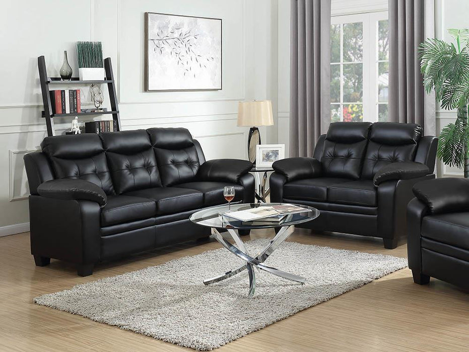 Finley Upholstered Pillow Top Arm Living Room Set Black - Visions in Furniture (La Mirada, CA)