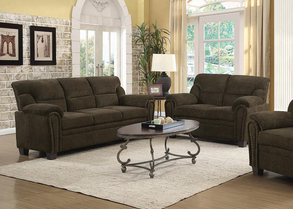 Clementine Upholstered Pillow Top Arm Living Room Set - Visions in Furniture (La Mirada, CA)