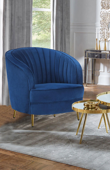 Sophia Upholstered Vertical Channel Tufted Chair Blue - Visions in Furniture (La Mirada, CA)