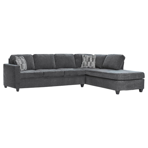 Mccord 2-piece Cushion Back Sectional Dark Grey - Visions in Furniture (La Mirada, CA)