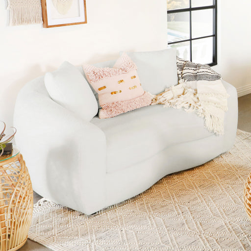 Isabella Upholstered Tight Back Loveseat White - Visions in Furniture (La Mirada, CA)