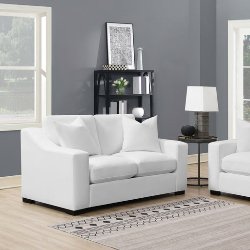 Ashlyn Upholstered Sloped Arms Loveseat White - Visions in Furniture (La Mirada, CA)