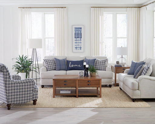 Glenn 3-piece Recessed Arms Living Room Set Light Grey and Blue - Visions in Furniture (La Mirada, CA)
