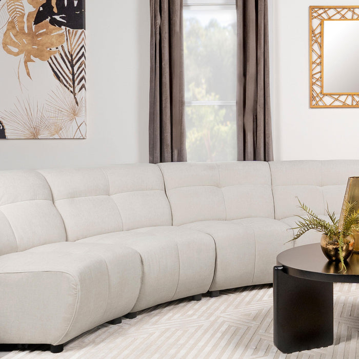 Charlotte Upholstered Curved Armless Chair Ivory - Visions in Furniture (La Mirada, CA)