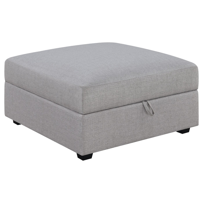 Cambria Upholstered Square Storage Ottoman Grey - Visions in Furniture (La Mirada, CA)