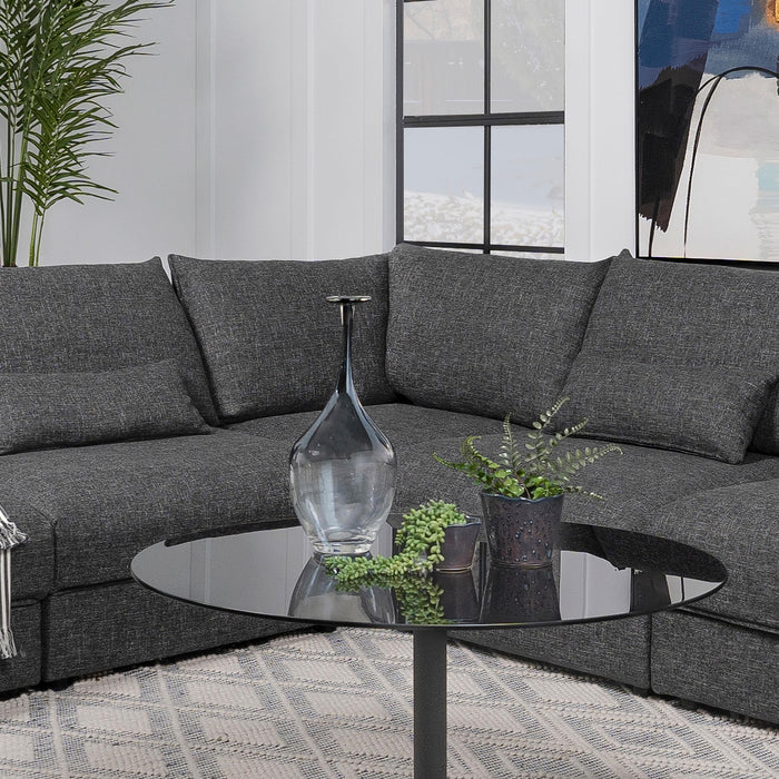 Sasha Upholstered Corner Chair Barely Black - Visions in Furniture (La Mirada, CA)