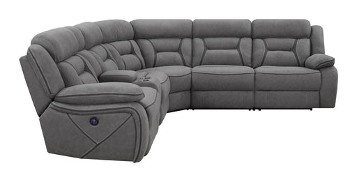 Higgins 4-piece Upholstered Power Sectional Grey - Visions in Furniture (La Mirada, CA)
