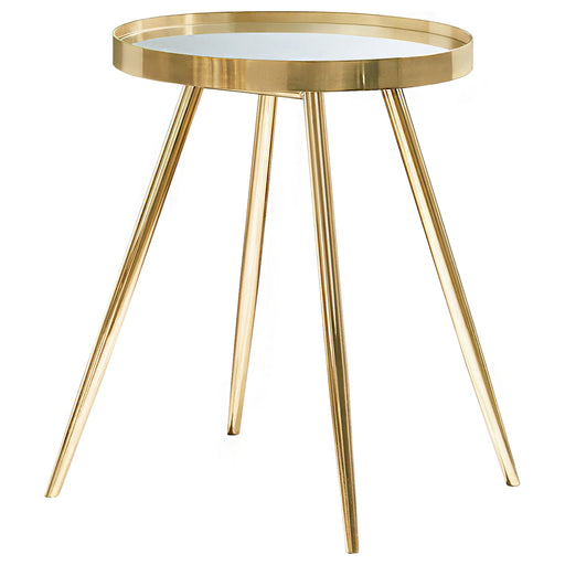 Kaelyn Round Mirror Top End Table Gold - Visions in Furniture (La Mirada, CA)