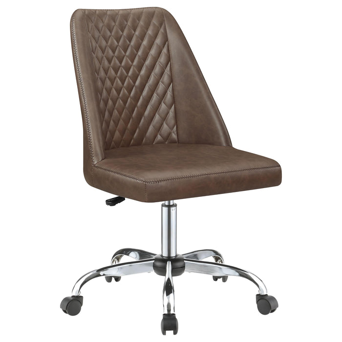 Althea Upholstered Tufted Back Office Chair Brown and Chrome - Visions in Furniture (La Mirada, CA)
