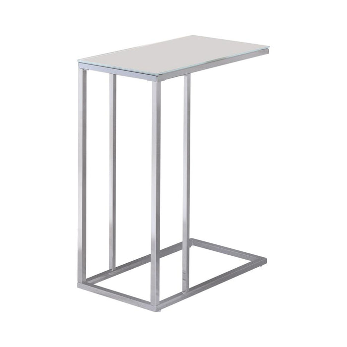 Stella Glass Top Accent Table Chrome and White - Visions in Furniture (La Mirada, CA)