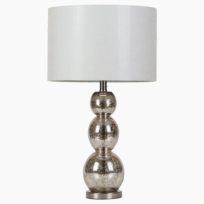 Mineta Drum Shade Table Lamp White and Antique Silver - Visions in Furniture (La Mirada, CA)