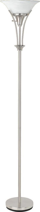 Archie Floor Lamp with Frosted Ribbed Shade Brushed Steel - Visions in Furniture (La Mirada, CA)