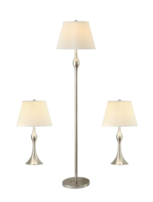 Griffin 3-piece Slender Lamp Set Brushed Nickel - Visions in Furniture (La Mirada, CA)