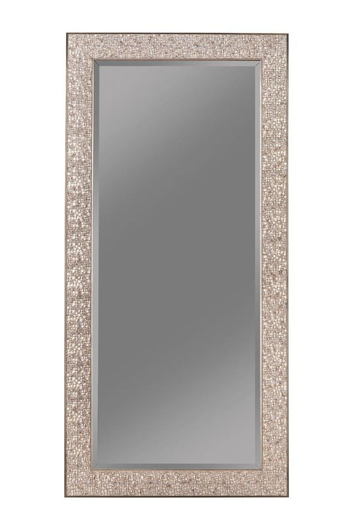 Rollins Rectangular Floor Mirror Silver Sparkle - Visions in Furniture (La Mirada, CA)