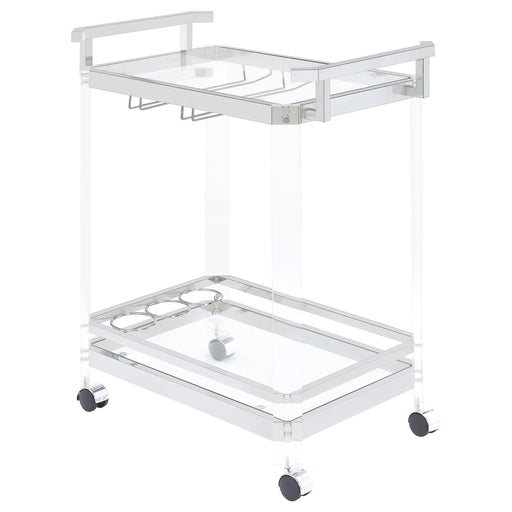 Jefferson 2-tier Glass Serving Cart Clear - Visions in Furniture (La Mirada, CA)