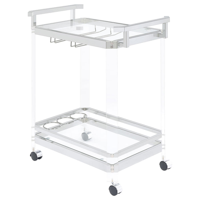 Jefferson 2-tier Glass Serving Cart Clear - Visions in Furniture (La Mirada, CA)