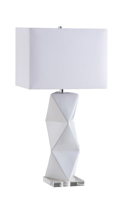 Camie Geometric Ceramic Base Table Lamp White - Visions in Furniture (La Mirada, CA)
