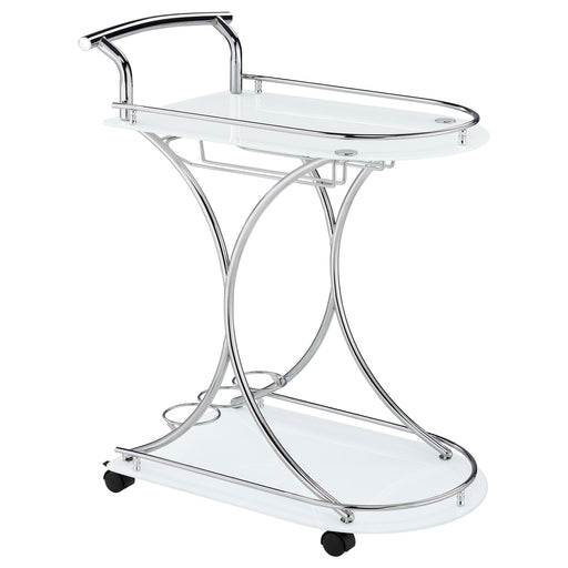 Elfman 2-shelve Serving Cart Chrome and White - Visions in Furniture (La Mirada, CA)