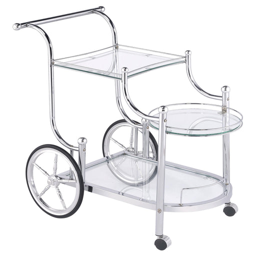 Sarandon 3-tier Serving Cart Chrome and Clear - Visions in Furniture (La Mirada, CA)