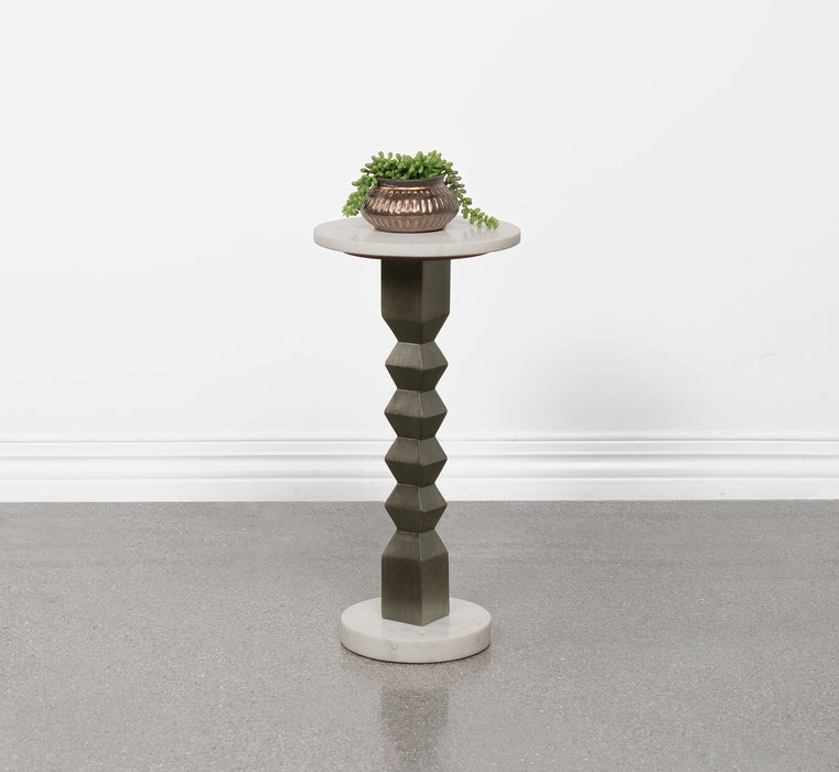 Colette Round Marble Top Side Table White and Dark Grey - Visions in Furniture (La Mirada, CA)