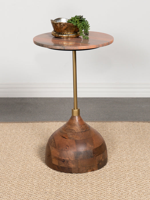 Colima Round Wood Top Side Table Peach - Visions in Furniture (La Mirada, CA)