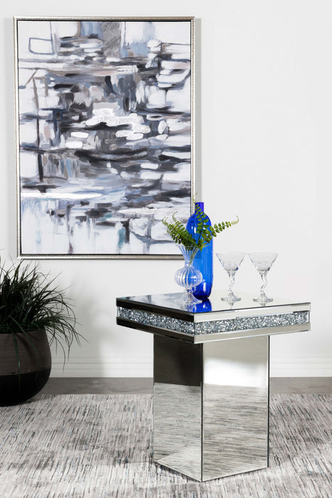 Elora Pedestal Square Top Accent Table Mirror - Visions in Furniture (La Mirada, CA)