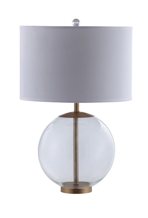 Kenny Drum Shade Table Lamp with Glass Base White - Visions in Furniture (La Mirada, CA)