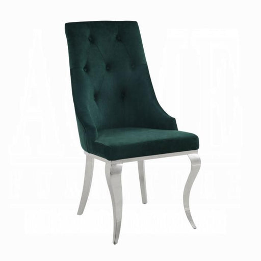 Dekel Green Fabric & Stainless Steel Side Chair - Visions in Furniture (La Mirada, CA)