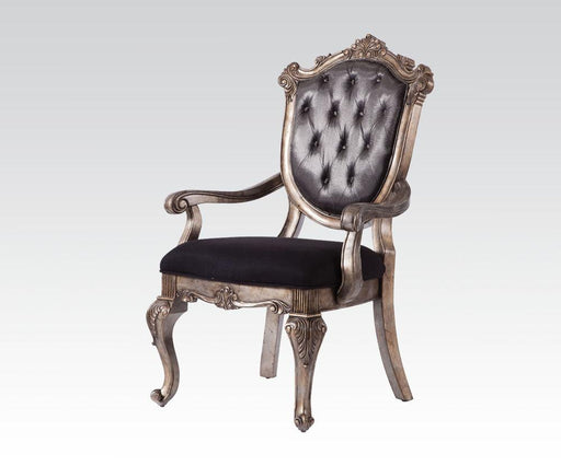 Acme Chantelle Button Tufted Back Seat Dining Arm Chair (Set of 2) in Antique Platinum 60543 - Visions in Furniture (La Mirada, CA)