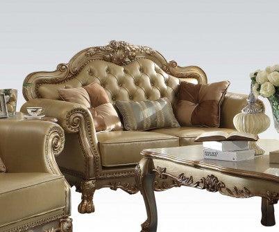 Acme Dresden Loveseat w/ 3 Pillows in Gold Patina 53161 - Visions in Furniture (La Mirada, CA)