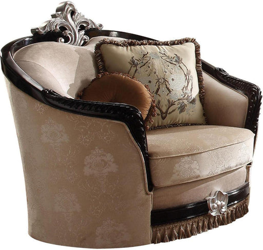 Acme Furniture Ernestine Chair with 2 Pillows in Tan and Black 52112 - Visions in Furniture (La Mirada, CA)