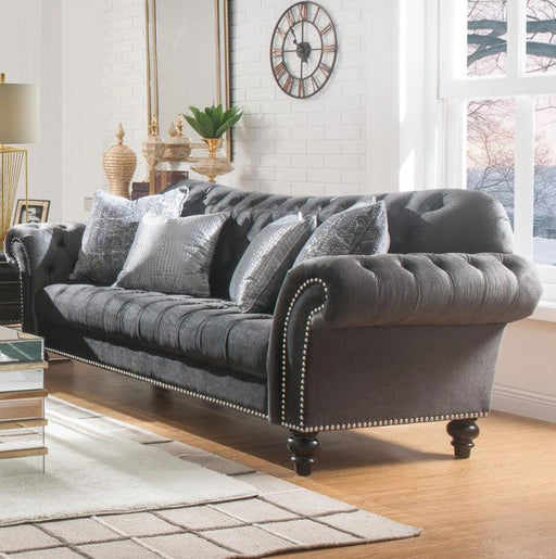 Acme Furniture Gaura Sofa in Dark Gray Velvet 53090 - Visions in Furniture (La Mirada, CA)