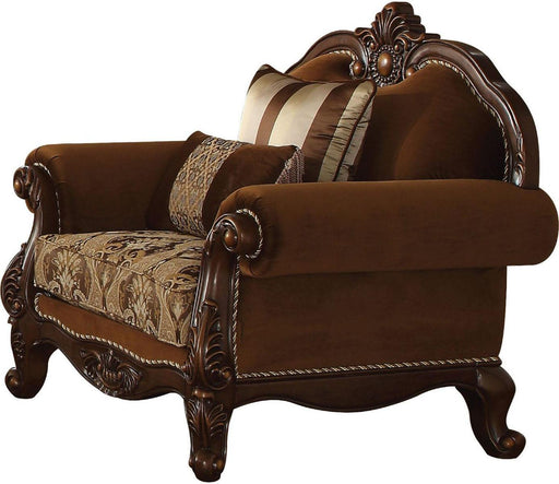 Acme Furniture Jardena Chair with 2 Pillows in Cherry Oak 50657 - Visions in Furniture (La Mirada, CA)
